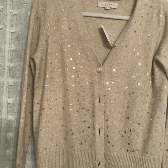 Loft size medium beige Embellished with gold stars Cardigan - Picture 3 of 4